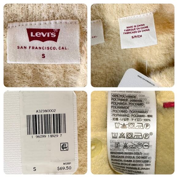 Women's | Levi's | NWT Yellow Cropped Button-Up Soft Fluffy Sweater - S - Picture 5 of 6